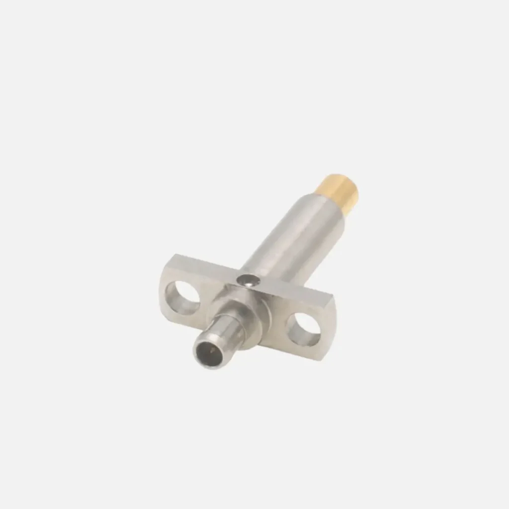 MHF4/IPEX RF test probe connected to PCB for high-frequency signal testing