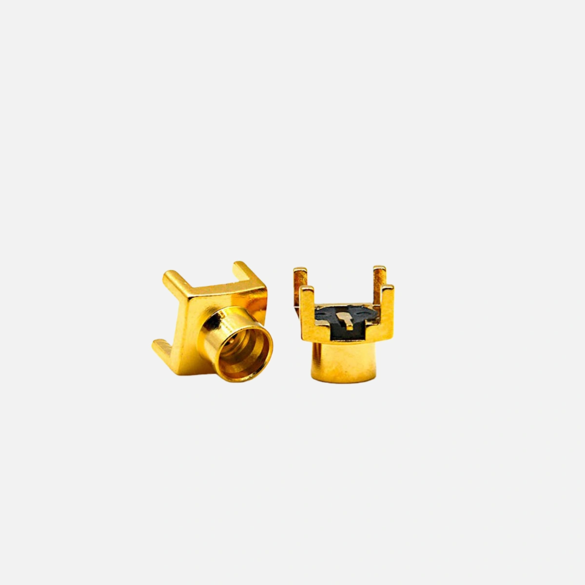 SMP/GPO Thru-Hole PCB Connector with limited detent for RF board mounting