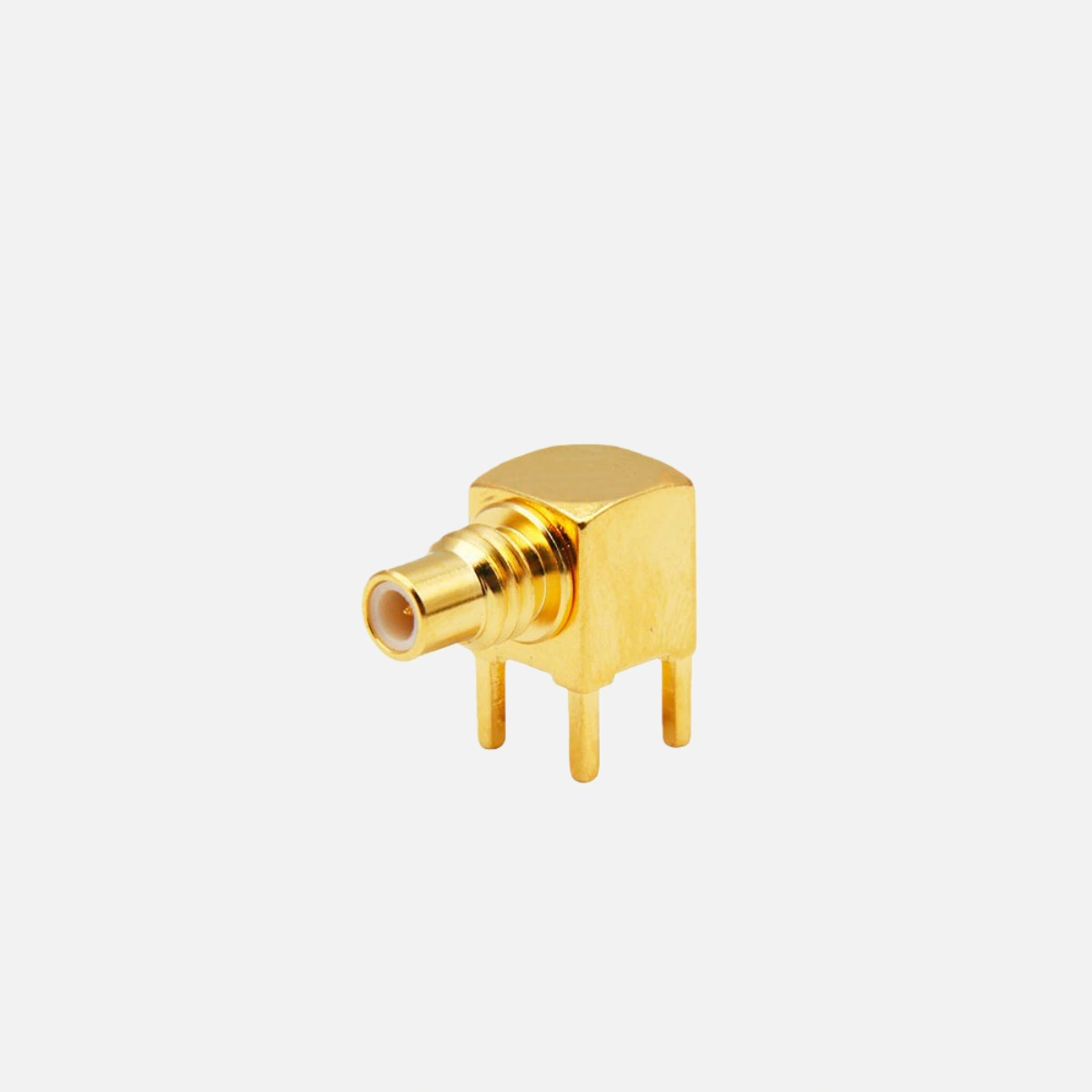 SMC Right-Angle PCB Connector with thru-hole PCB mount for RF applications
